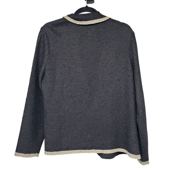 Travelers by Chico's Gray Black Cream Cardigan Lightweight Jacket Crinkle Fabric - Picture 4 of 9